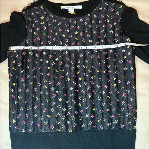 Diane Von Furstenberg Black Sweater with Pink Floral Design - Picture 5 of 8